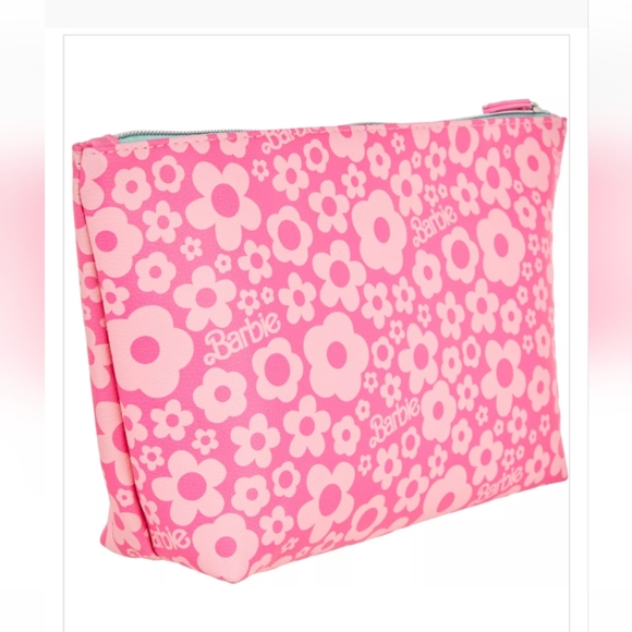 🆕MATTEL Barbie Logo Floral Print Cosmetic Bag - Picture 2 of 4